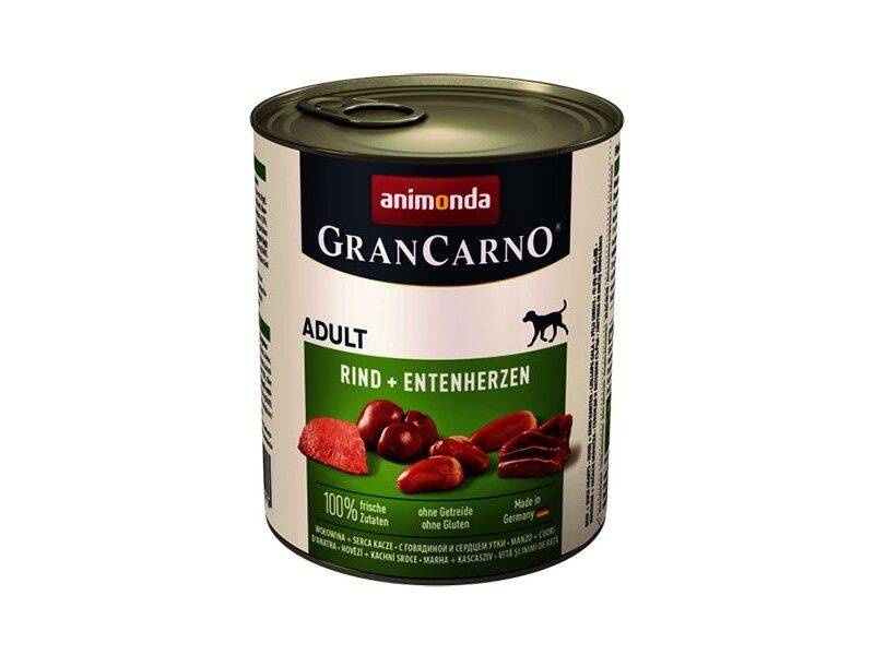 Animonda GranCarno Adult – Beef Meat and Duck Hearts, Canned, 800 g - 1