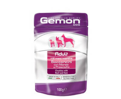 GEMON Adult Dog with Beef and Ham, 100 g - GEMON