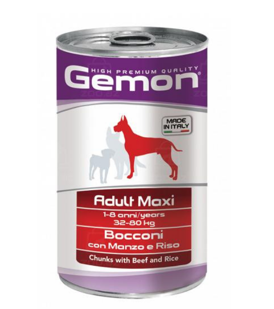 GEMON canned Maxi Beef & Rice - Canned food for dogs. Beef/rice 1250 g - 3