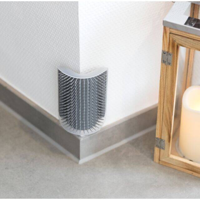 Künc masaj fırçası, pişiklər üçün, 8×13 sm, boz - 1