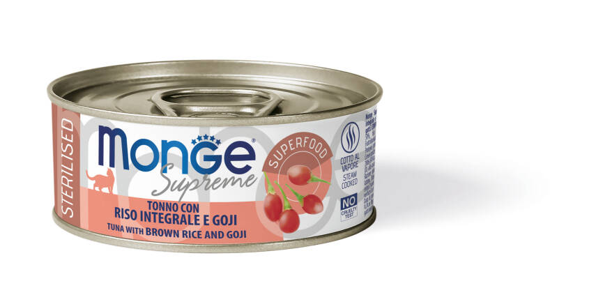 Monge Supreme Sterilized Cat Food with Tuna Rice and Goji 80 qr - 1