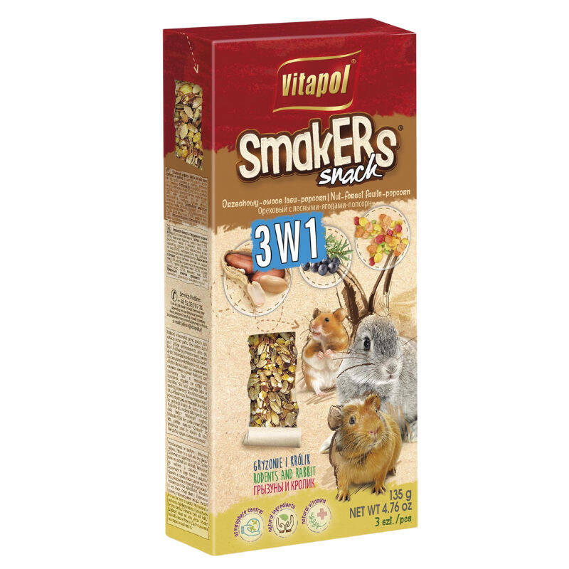 Vitapol Smakers gəmirici üçün 3in1 Mix taxıl çubuqlar 3 əd (135g) - 1
