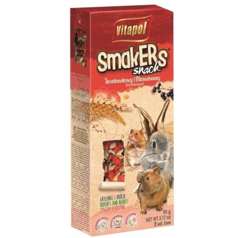 Vitapol Smakers gəmirici üçün çiyələkli taxıl çubuqlar 2 əd (90g) - 1