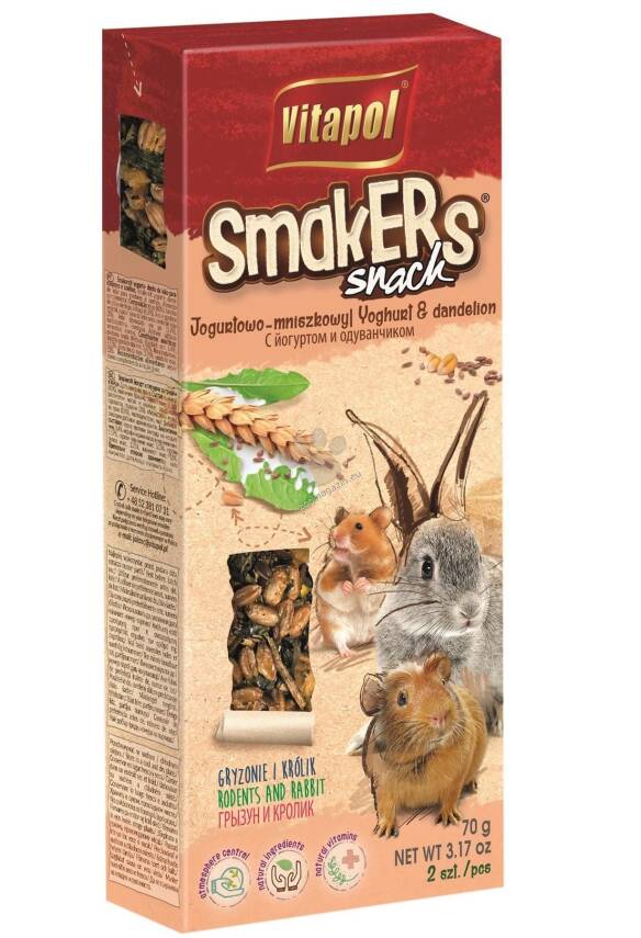 Vitapol Smakers  gəmirici üçün yoqurt+zəncirotu ilə taxıl çubuqları 2 əd (90g) - 1